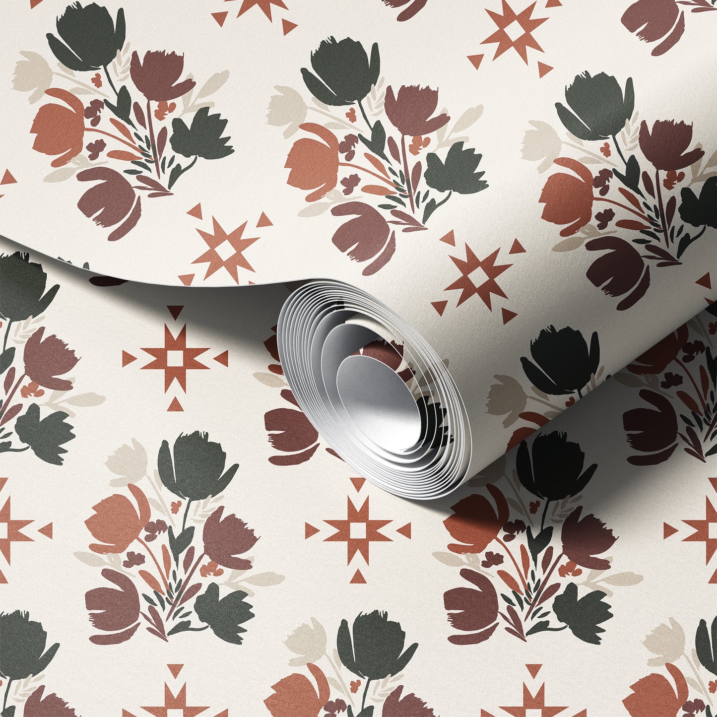 Western Floral Texture Wallpaper