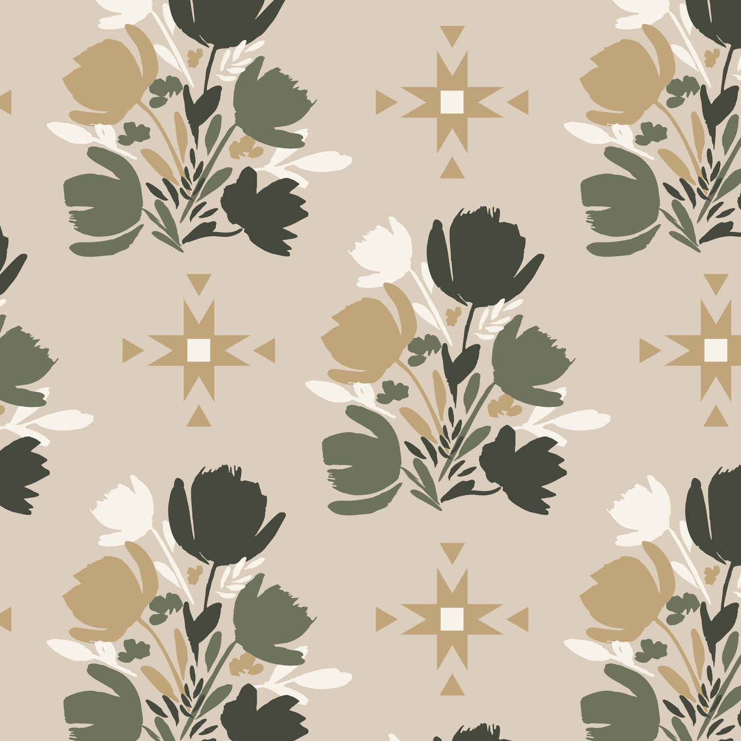 Western Floral Texture Wallpaper