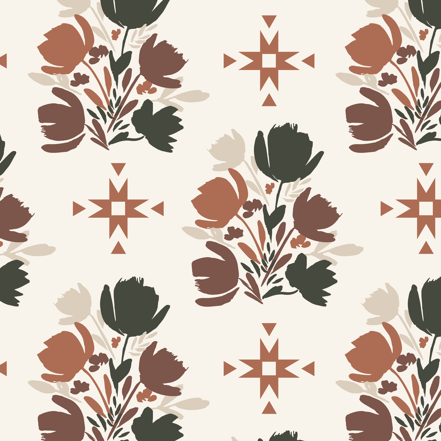 Western Floral Texture Wallpaper