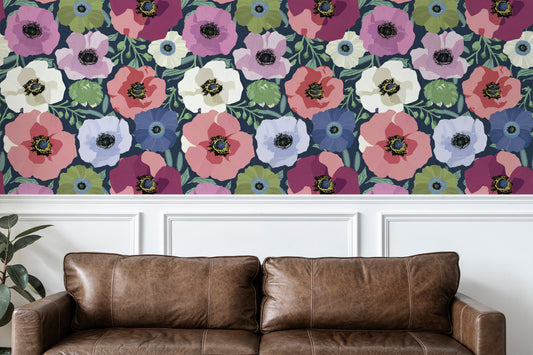 Anemone peel and stick wallpaper room mockup