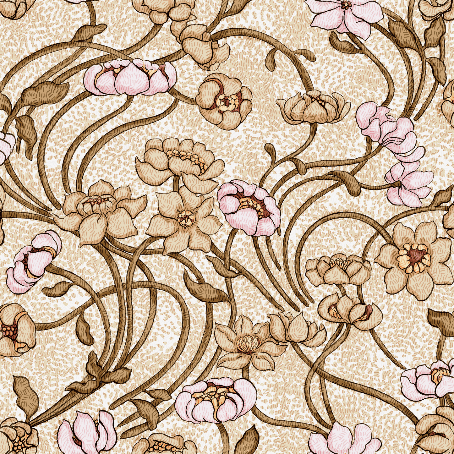 Antique Floral Nouveau Wallpaper