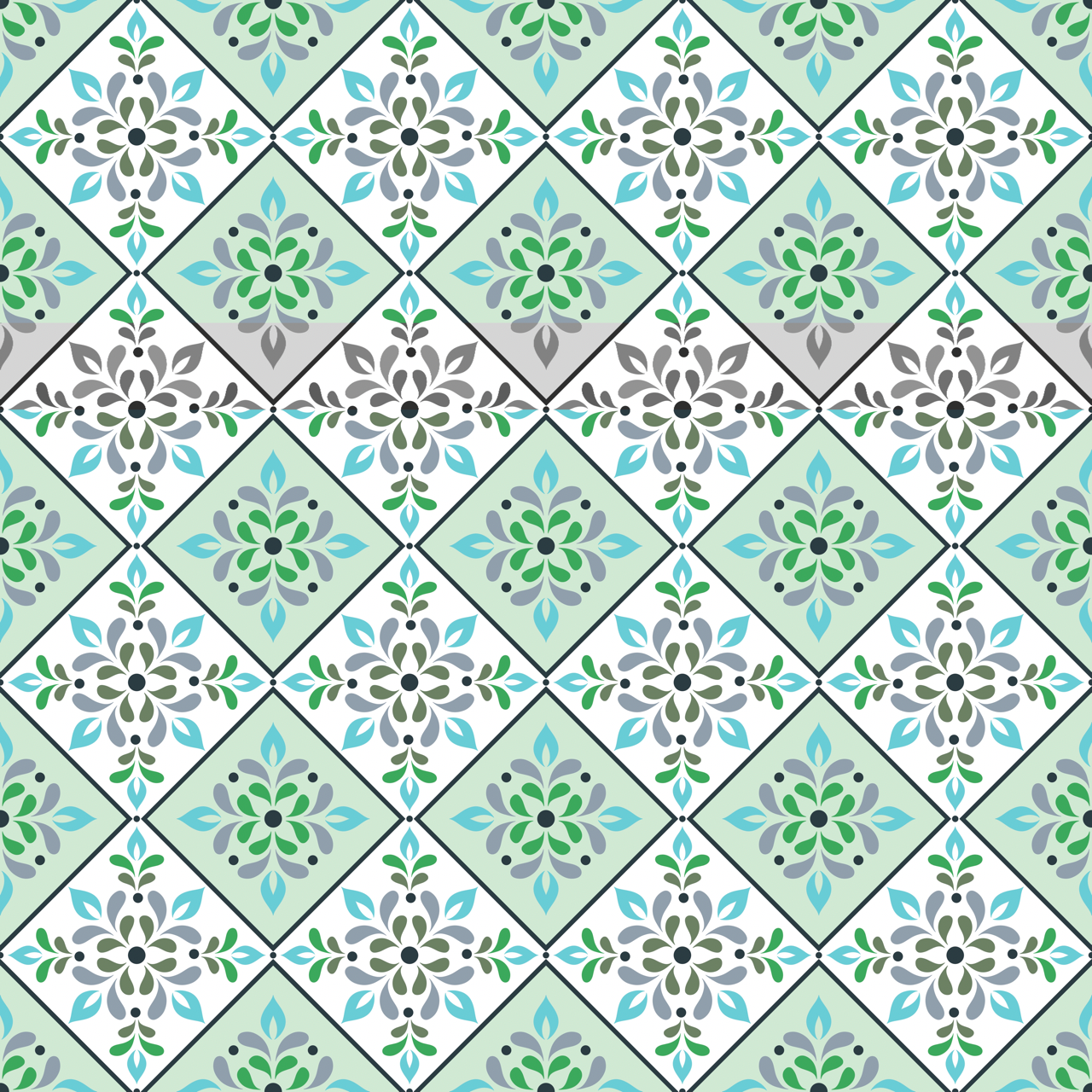 Aqua Tiles in Mint Wave Wallpaper