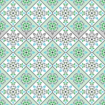 Aqua Tiles in Mint Wave Wallpaper