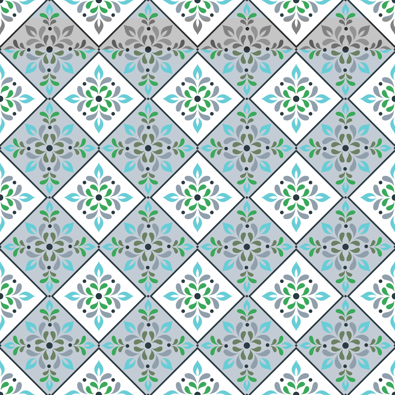 Aqua Tiles in Misty Blue Wallpaper