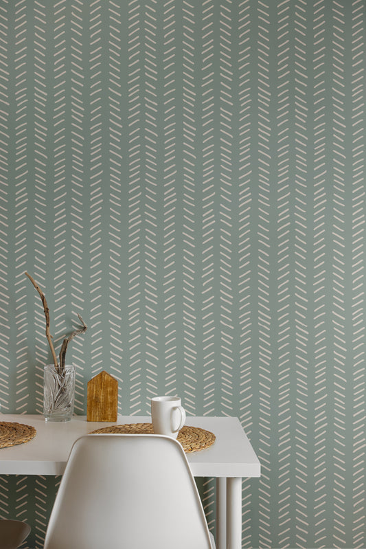 Aqua Mudcloth Wallpaper