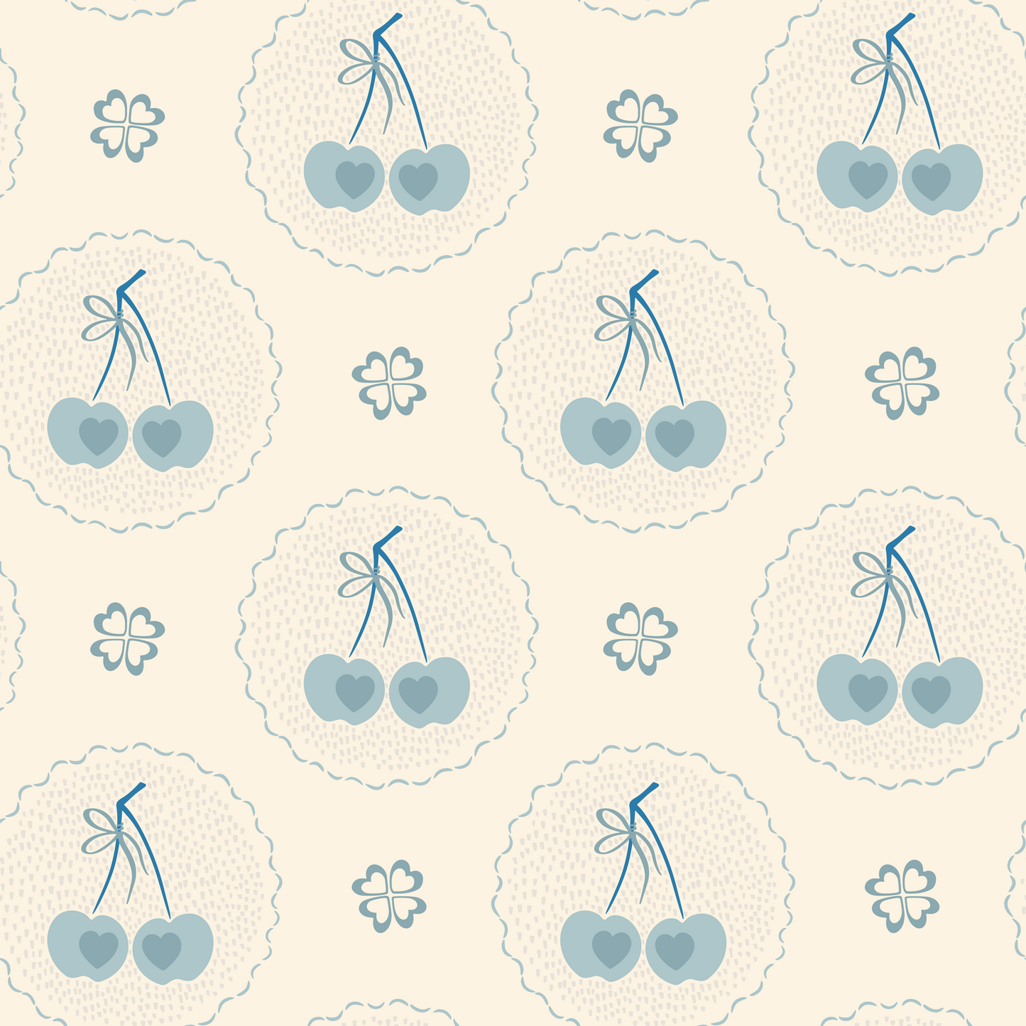 Audrey's Cherry Trees in Light Blue & Cream Wallpaper