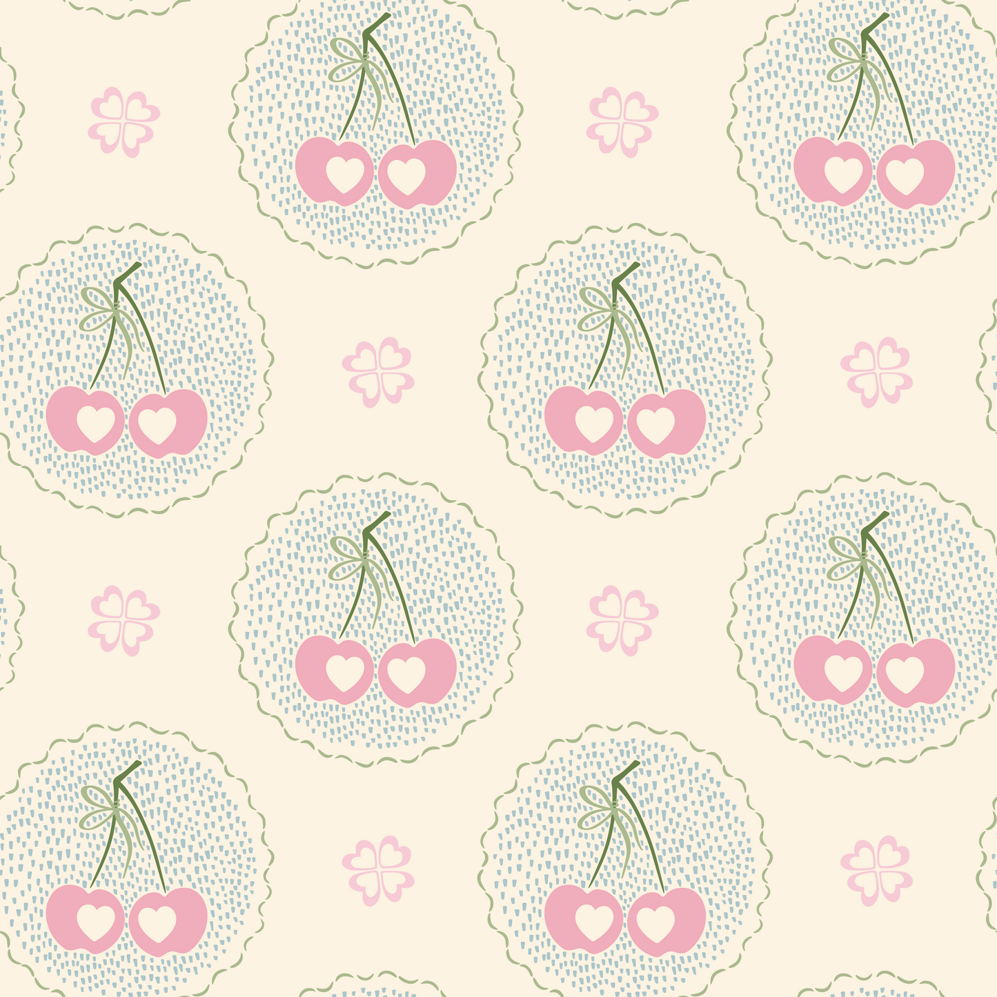 Audrey's Cherry Trees in Pink and Blue Wallpaper