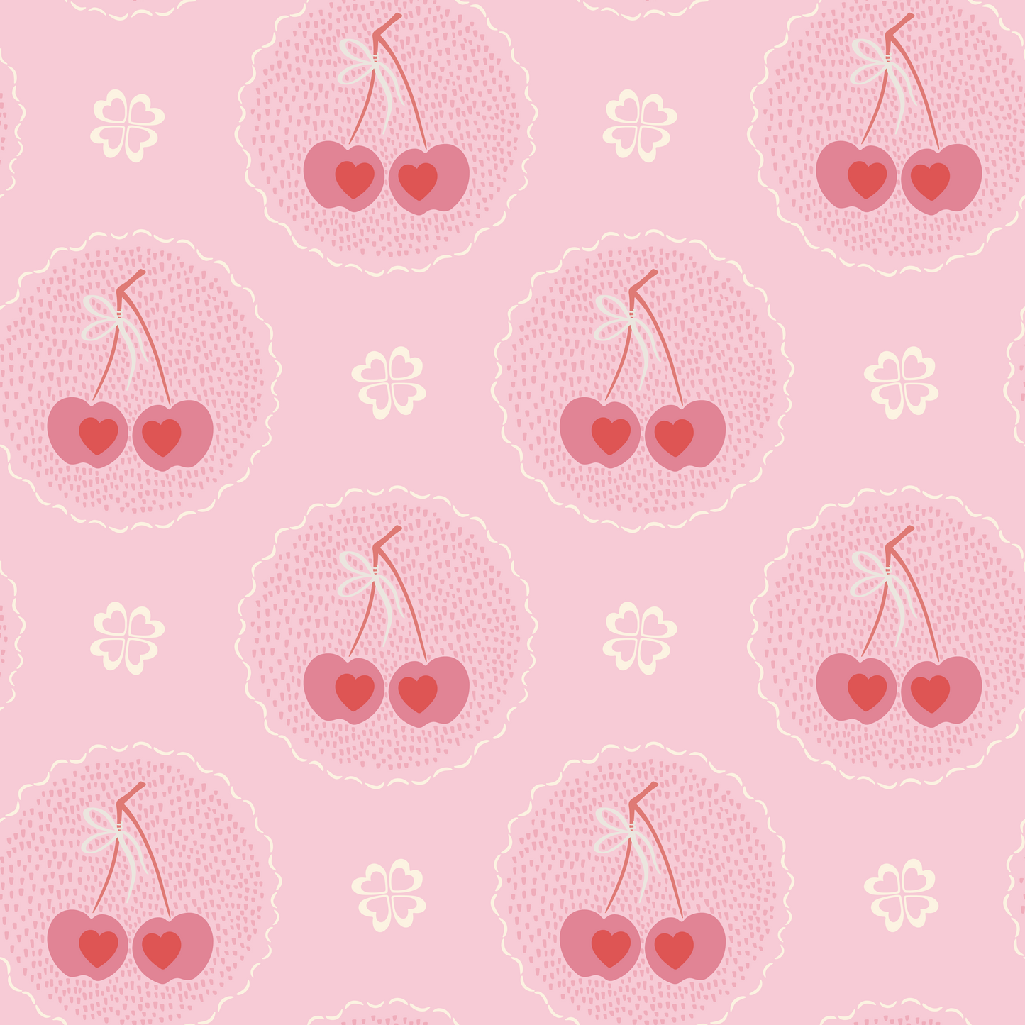 Audrey's Cherry Trees in Pink and Red Wallpaper