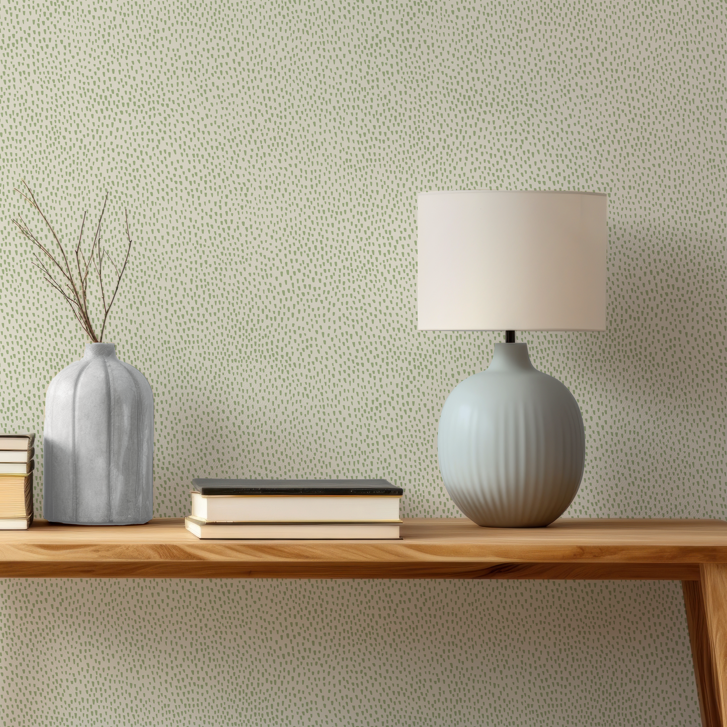 Audrey's Seedlings in Light Green and Cream Wallpaper