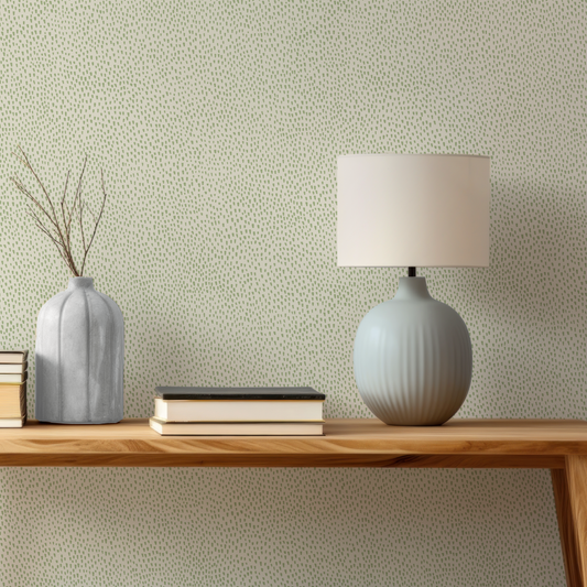 Audrey's Seedlings in Light Green and Cream Wallpaper