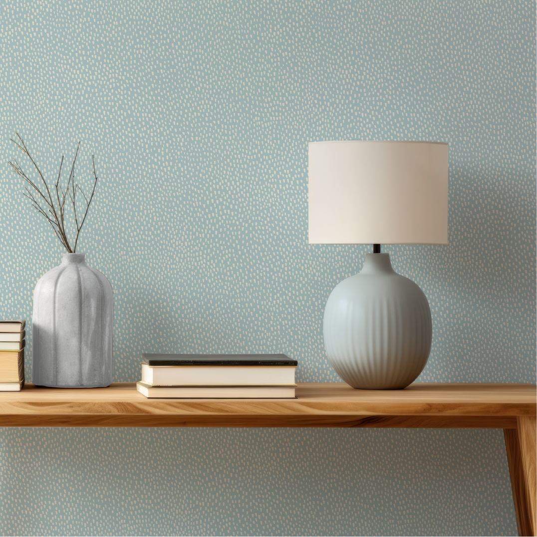 Audrey's Seedlings in Light Blue and Cream Wallpaper