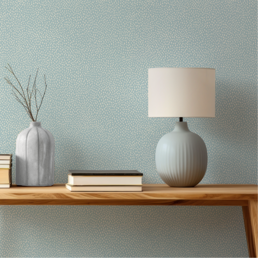 Audrey's Seedlings in Light Blue and Cream Wallpaper