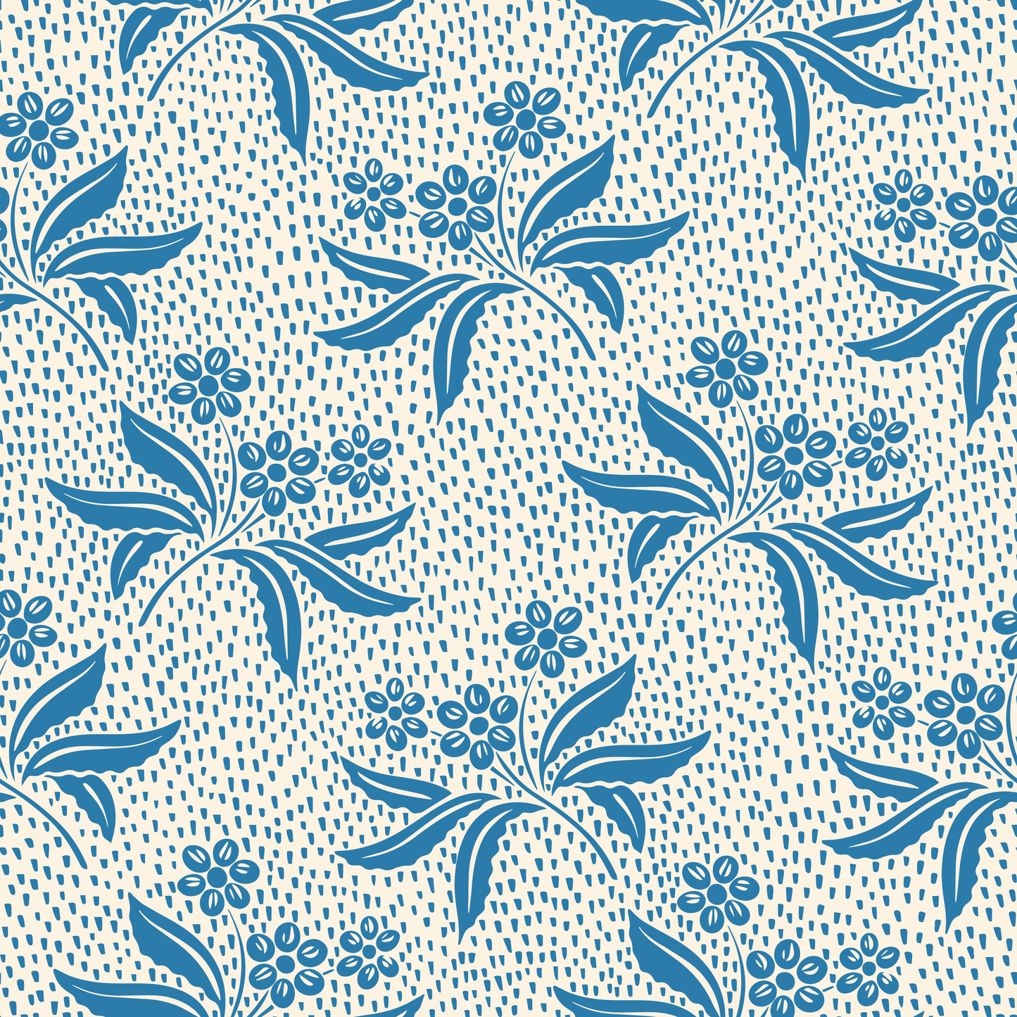 Audrey's Cottage Garden in Delft Blue and Cream Wallpaper