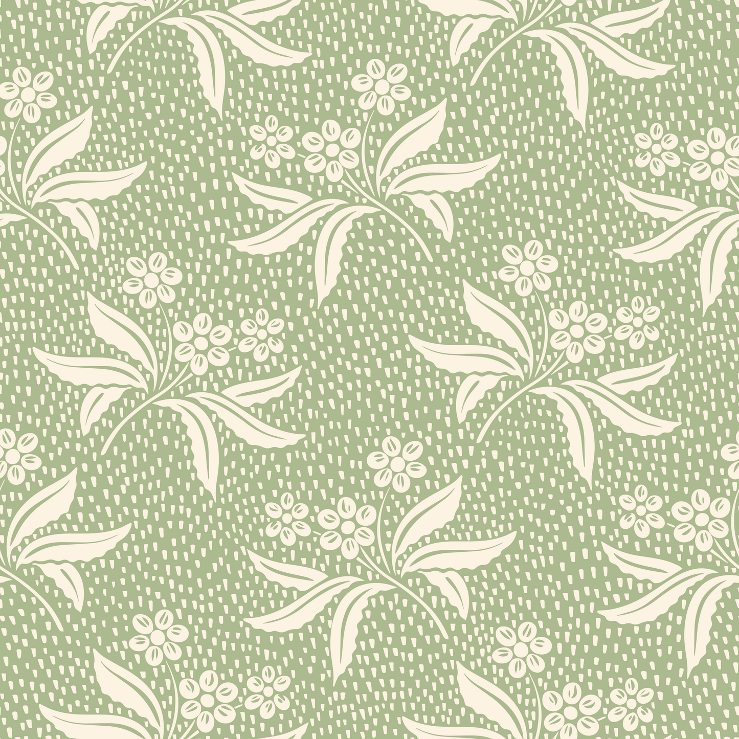 Audrey's Cottage Garden in Light Green and Cream Wallpaper