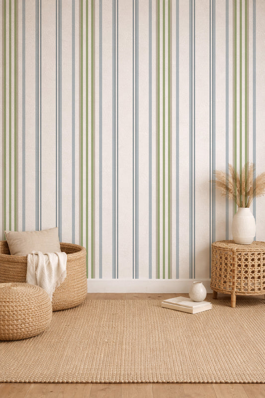 Blue Green Stripes Wallpaper