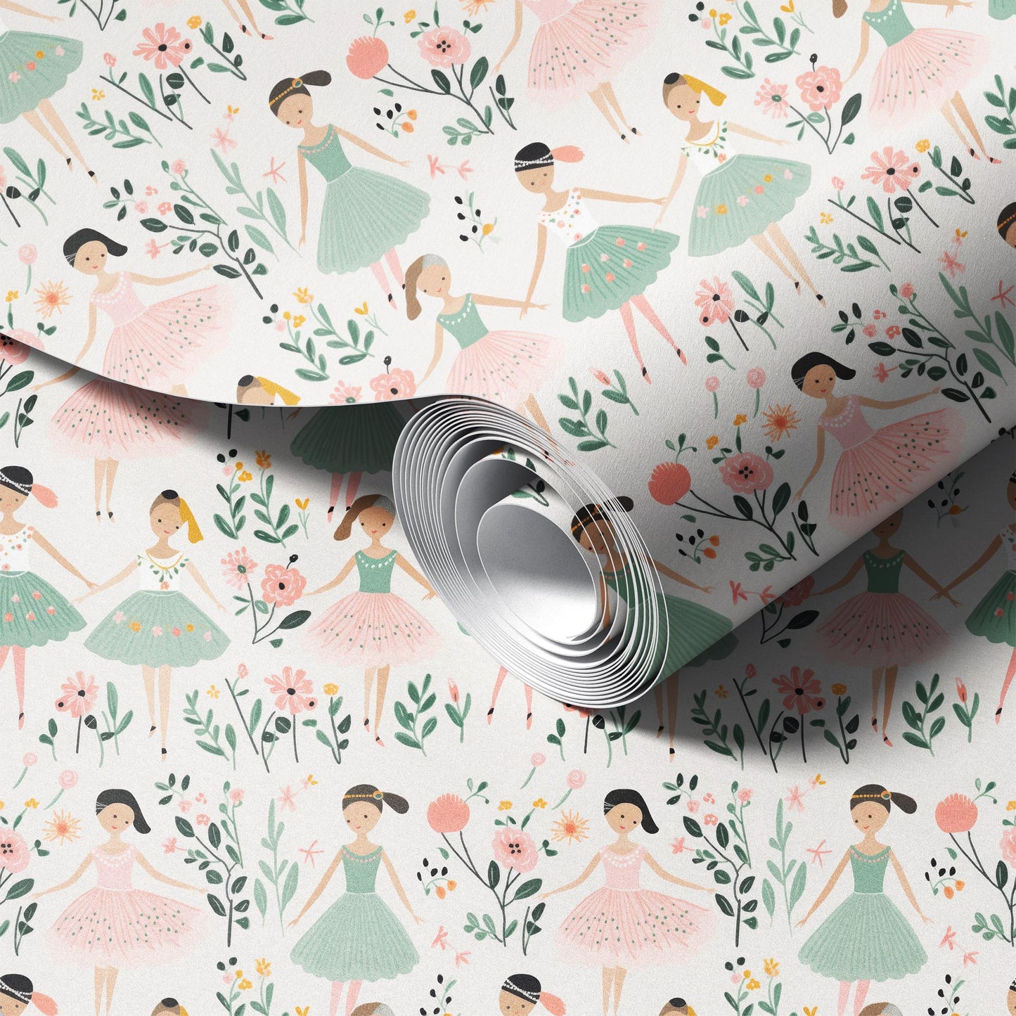 Ballerina peel and stick wallpaper room mockup