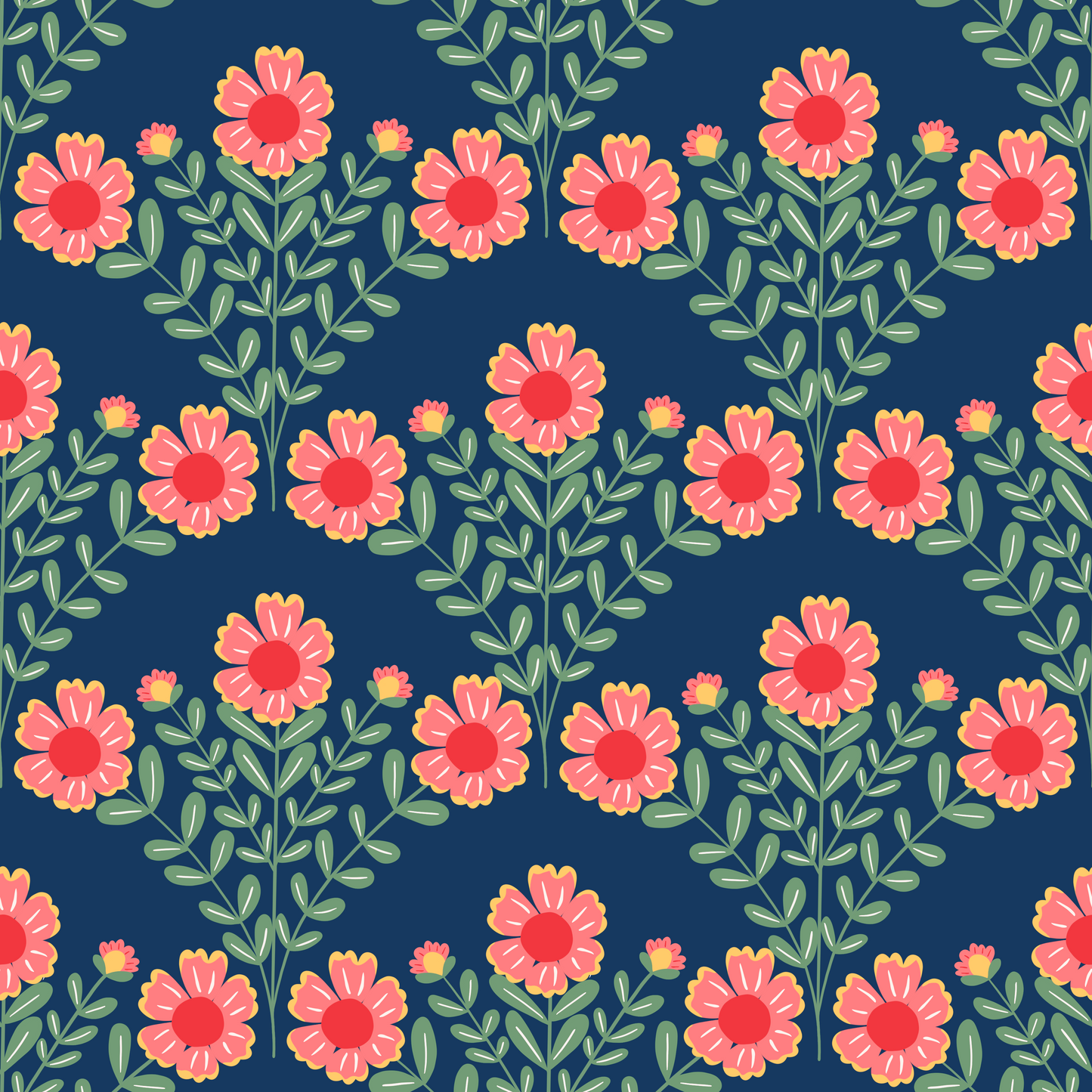 Blanket Flower Navy Blue Wallpaper