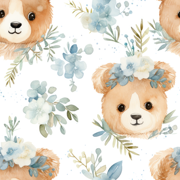 Beary Cute peel and stick wallpaper pattern detail