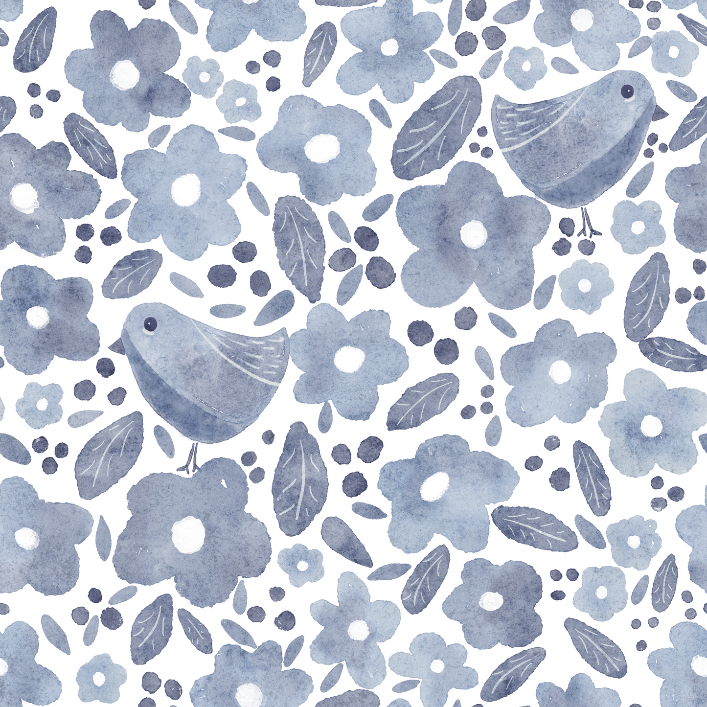 Bird Blossom Grey Wallpaper
