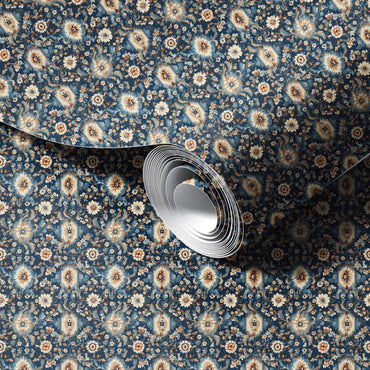 Blue Geometric Floral Wallpaper