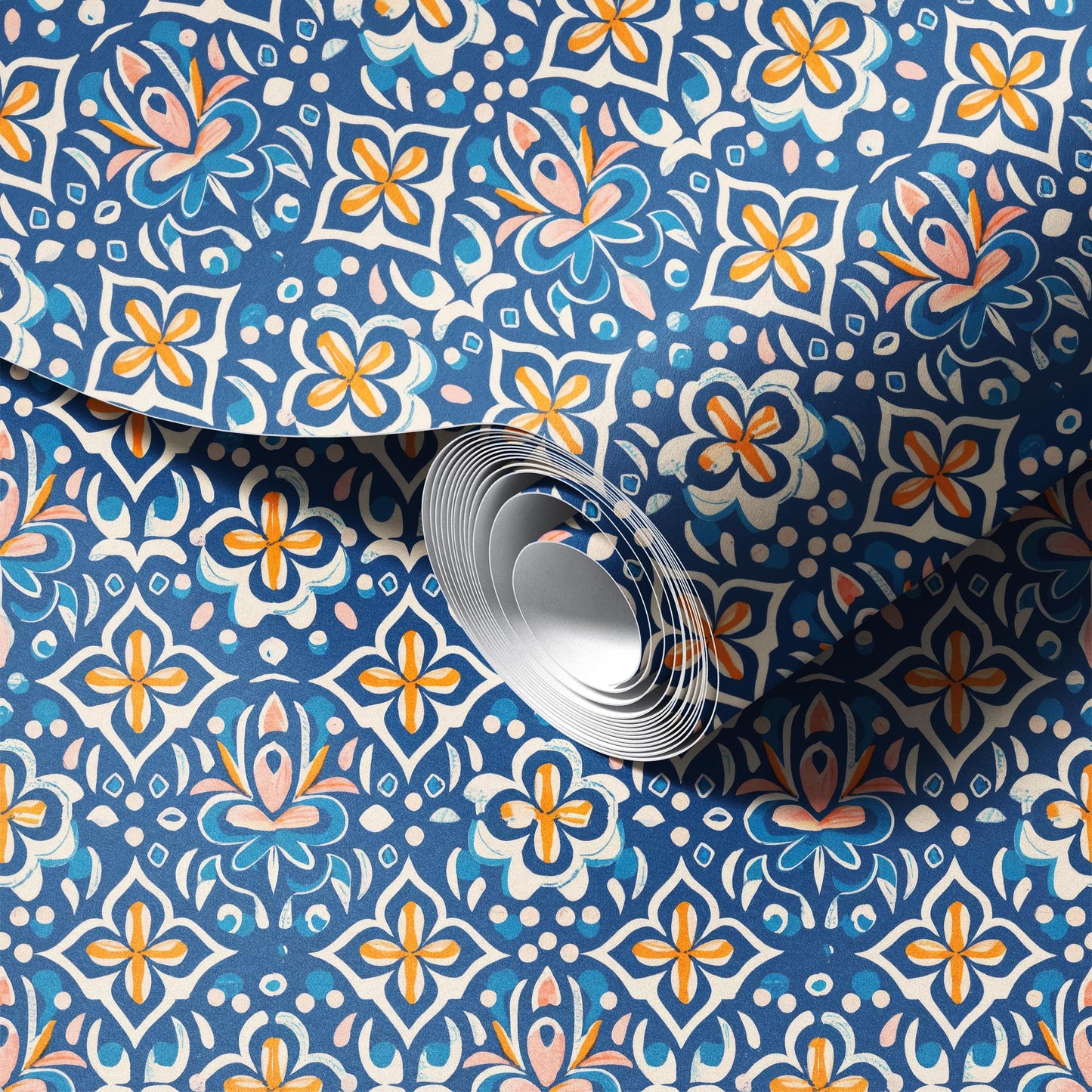 Blue Italian Tile Wallpaper