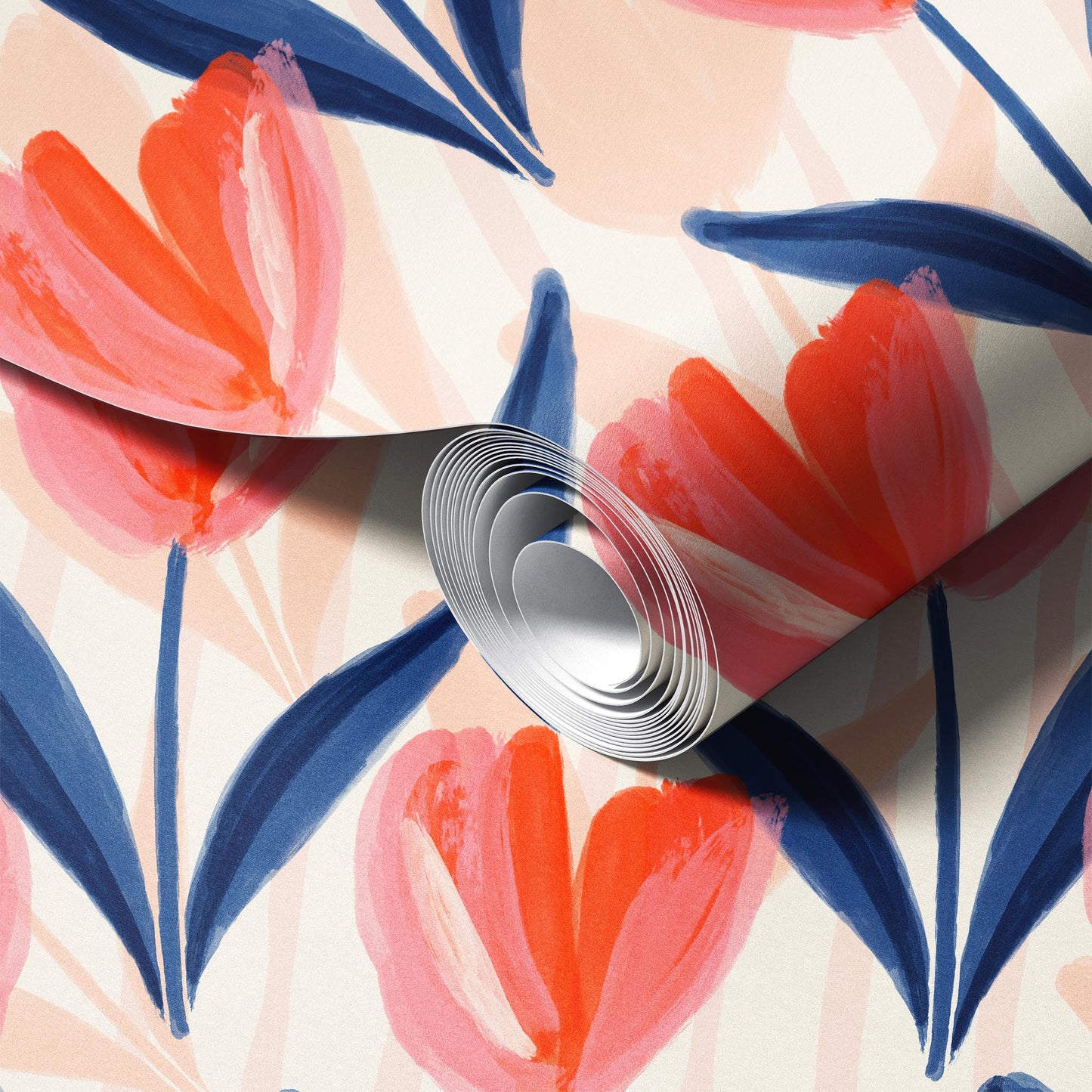 Bright Tulips peel and stick wallpaper room mockup