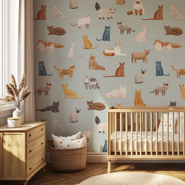 Cat Breeds Peel and Stick Wallpaper Sample