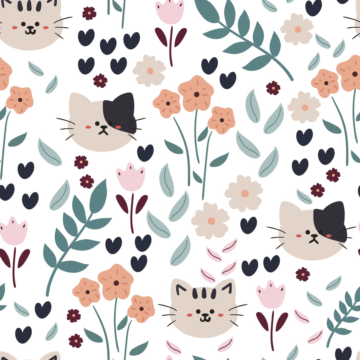 Cats and Plants Wallpaper