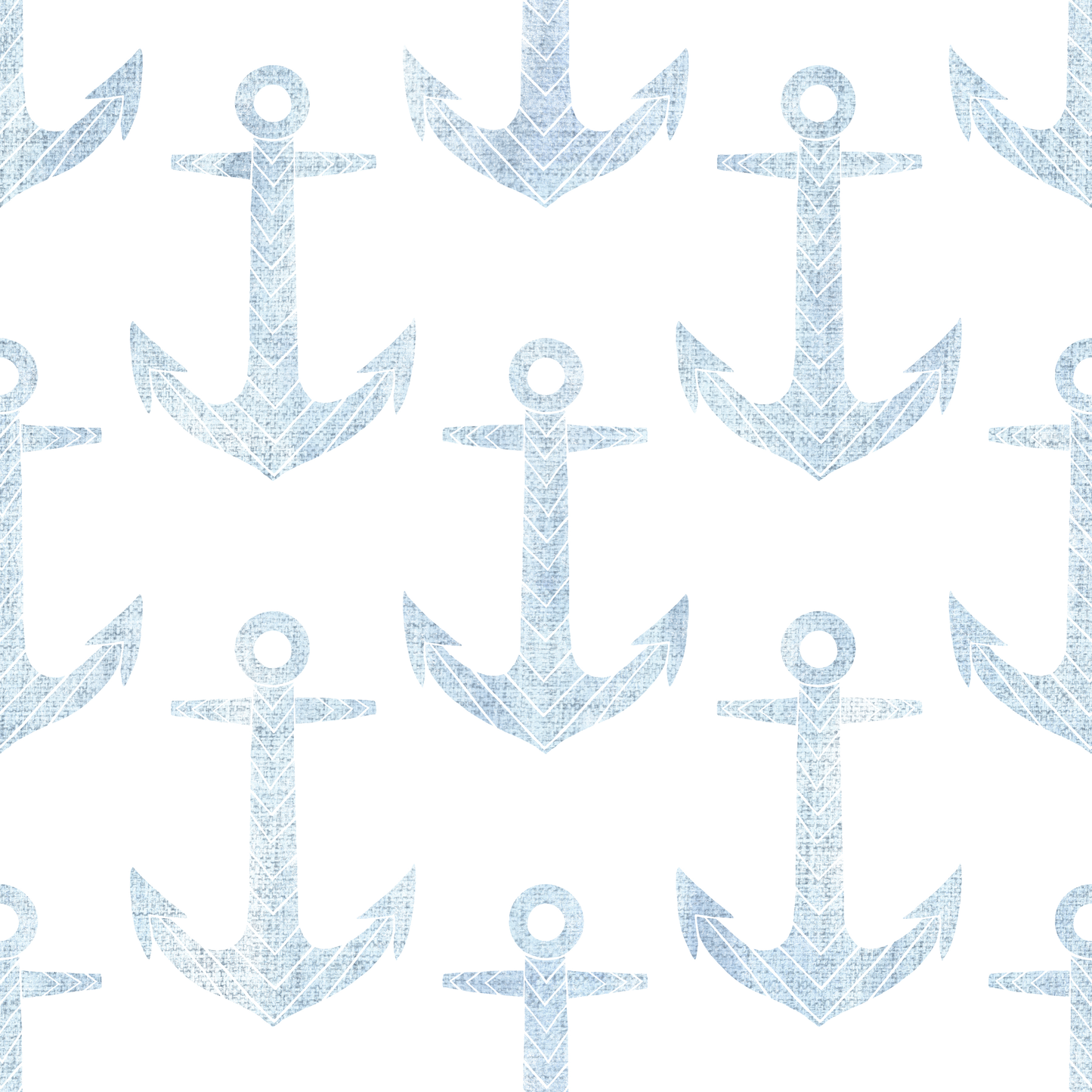 Pattern of blue anchors on a white background