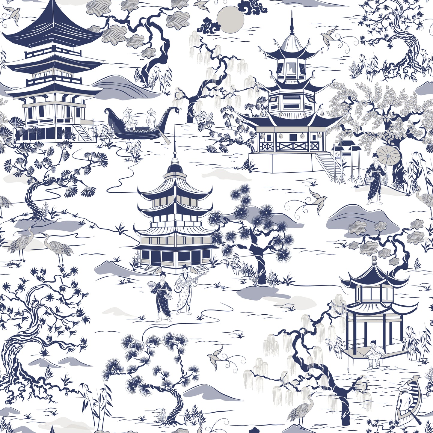 Chinoiserie A Good Old Day Wallpaper