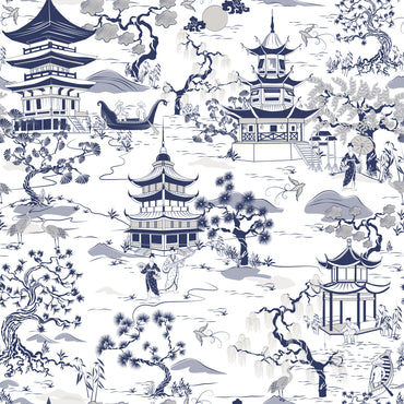 Chinoiserie a Good Old Day peel and stick wallpaper pattern detail