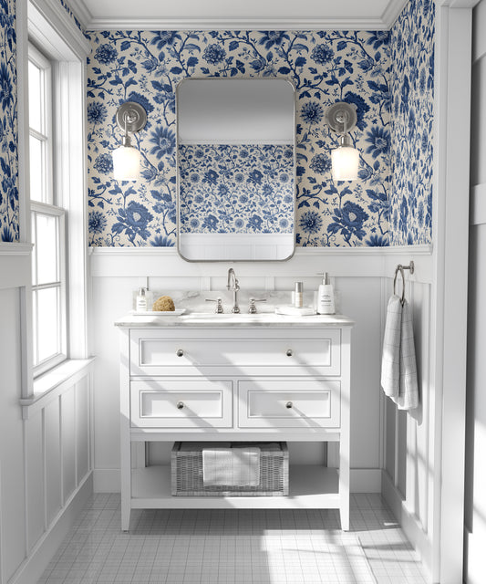 Chinoiserie Toile Garden Peel and Stick Wallpaper