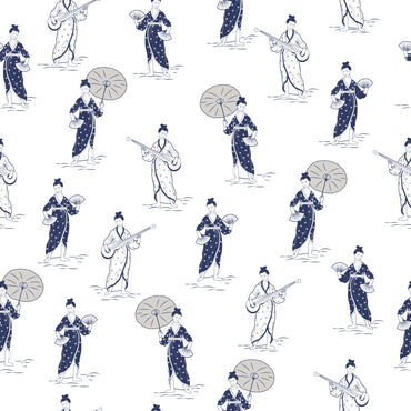 Chinoiserie Women White Wallpaper