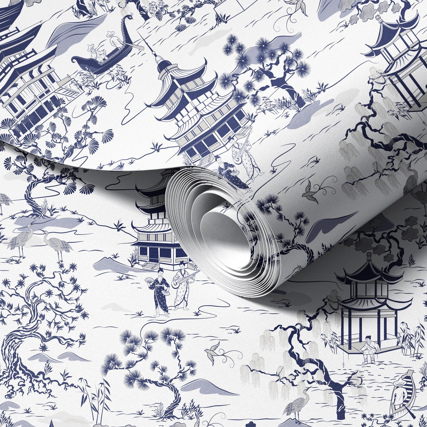 Chinoiserie a Good Old Day peel and stick wallpaper room mockup