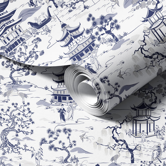 Chinoiserie a Good Old Day peel and stick wallpaper room mockup