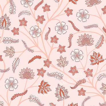 Classic Indian Trailing Floral Chintz Blush peel and stick wallpaper pattern swatch