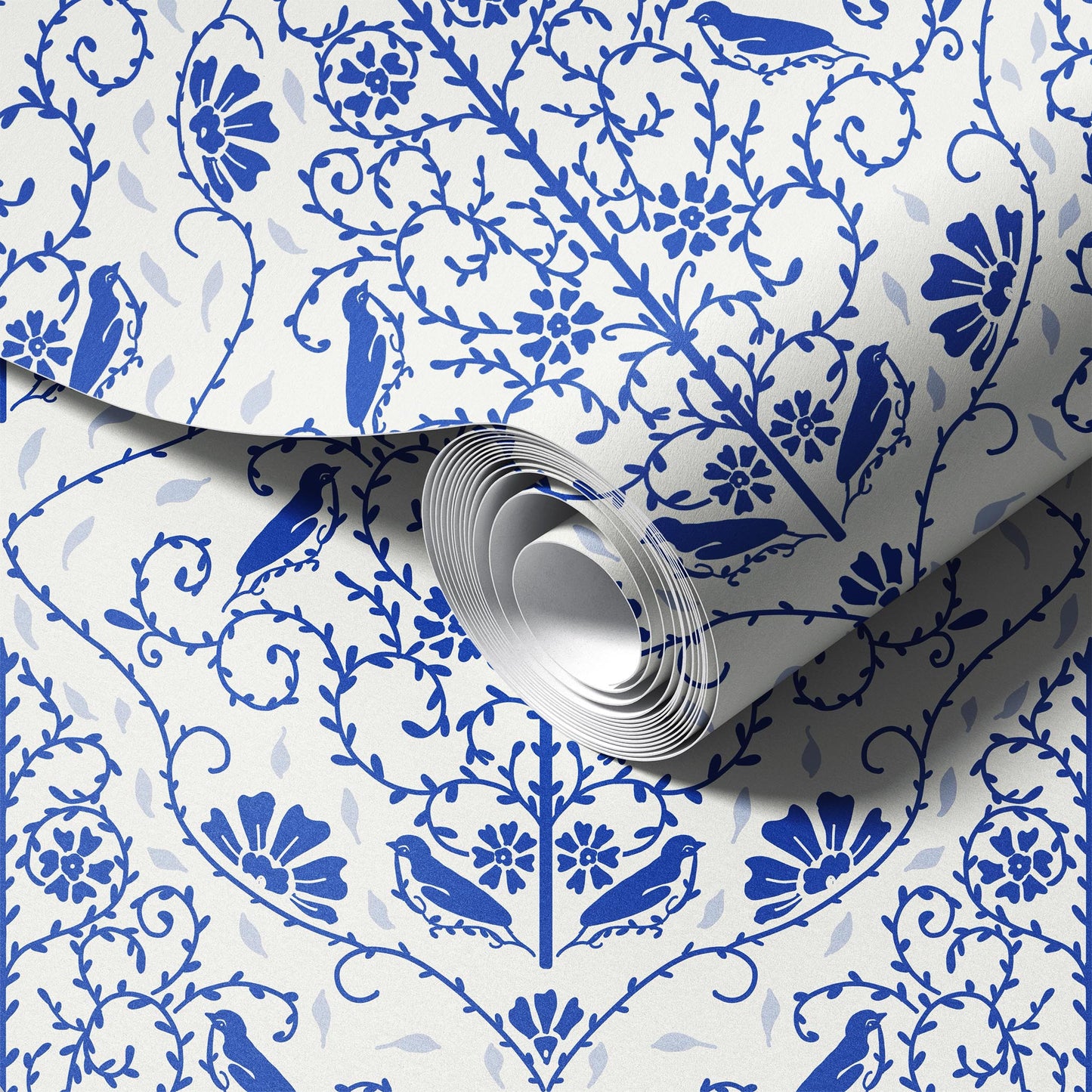 Classic French Blue Florals Wallpaper