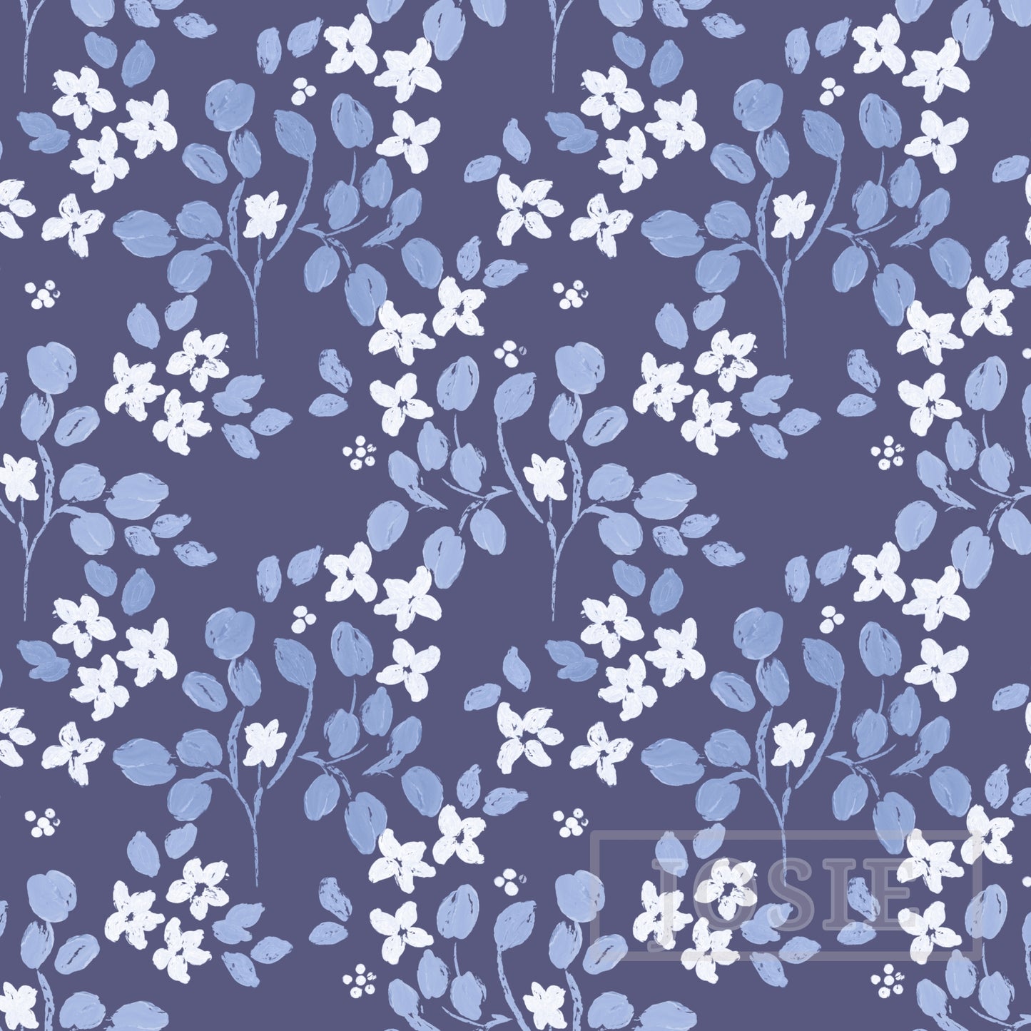 Ditsy Floral Oil Paint White Blue peel and stick wallpaper pattern swatch