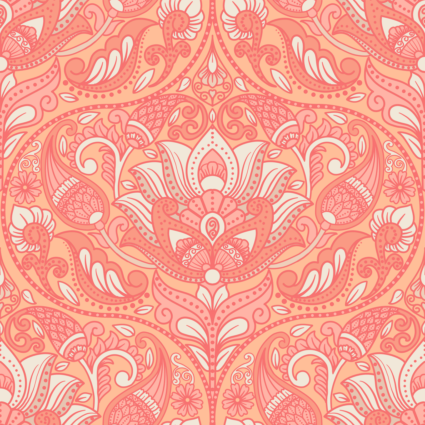 Peach Fuzz Paisley Wallpaper.