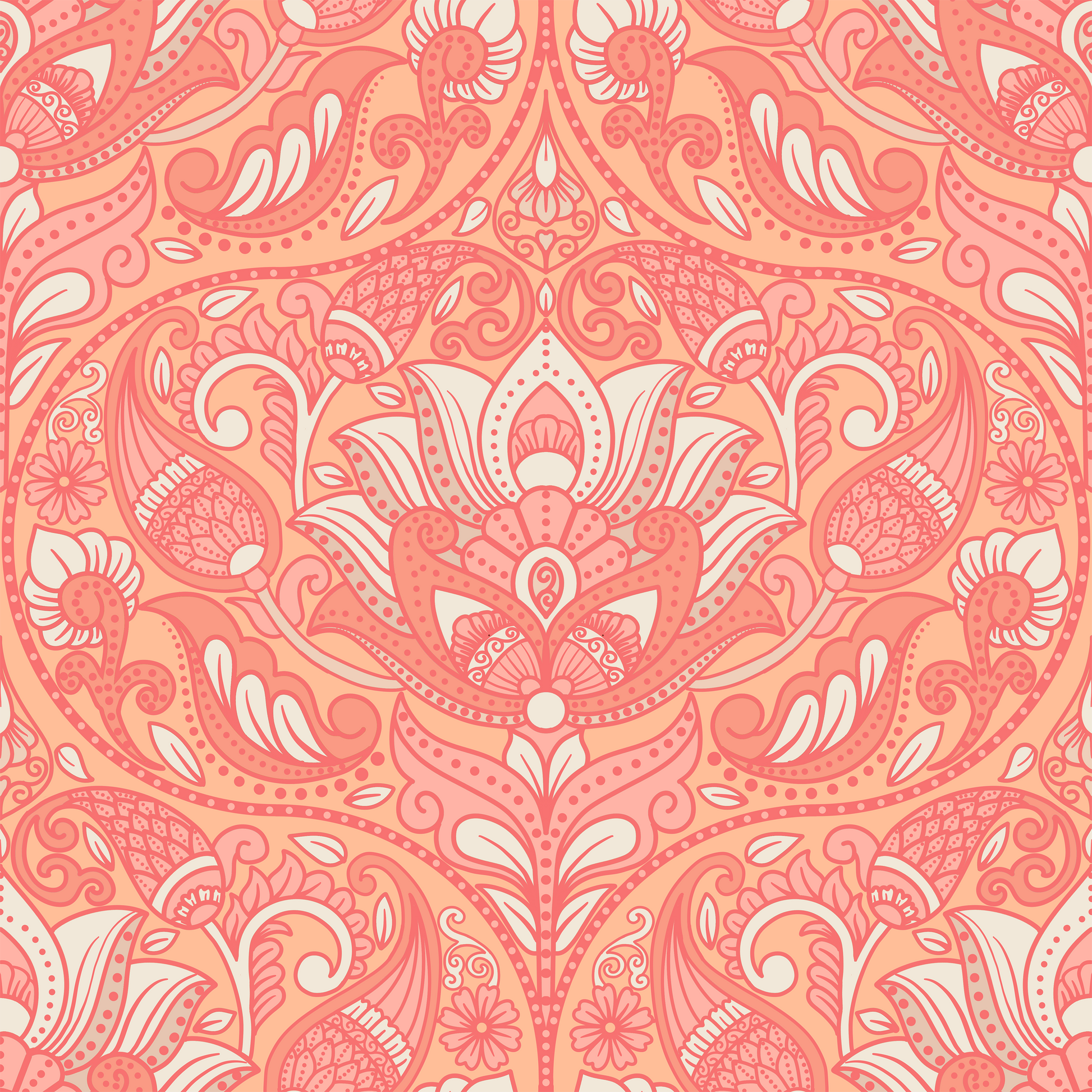 Peach Fuzz Paisley Wallpaper.
