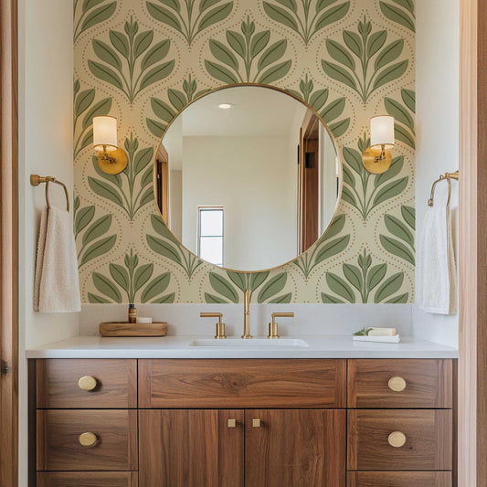 Deco Canopy Peel and Stick Wallpaper - Art Deco, Botanical, Elegant