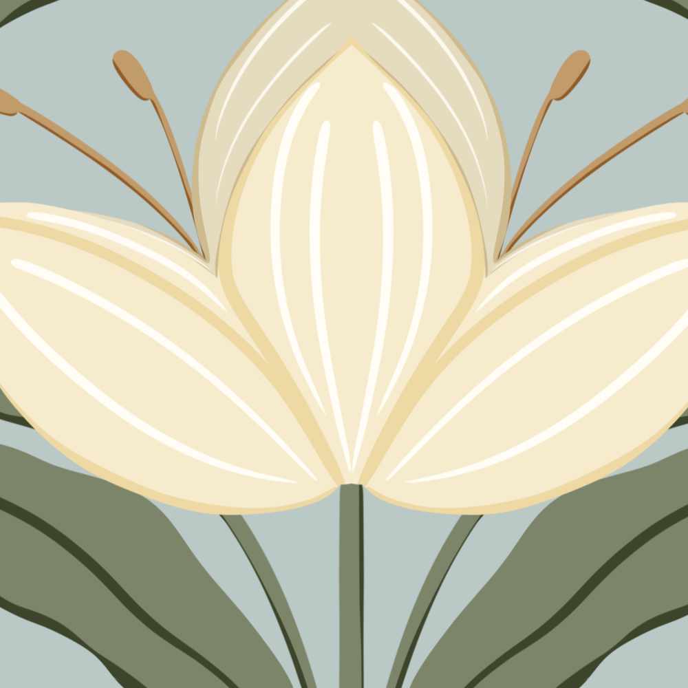 Deco Magnolias Peel and Stick Wallpaper - Floral, Botanical, Art Deco