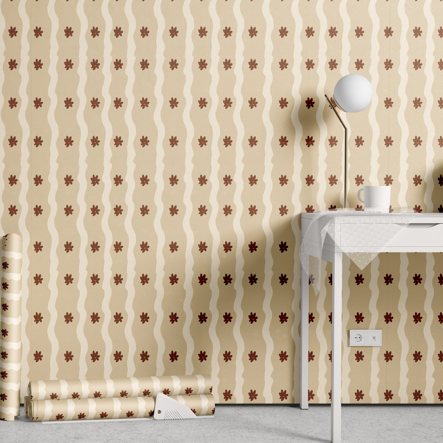 Ditsy Neutral Flowers Wallpaper
