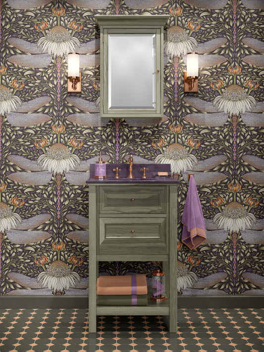 Dragonfly and Cornflower Wallpaper