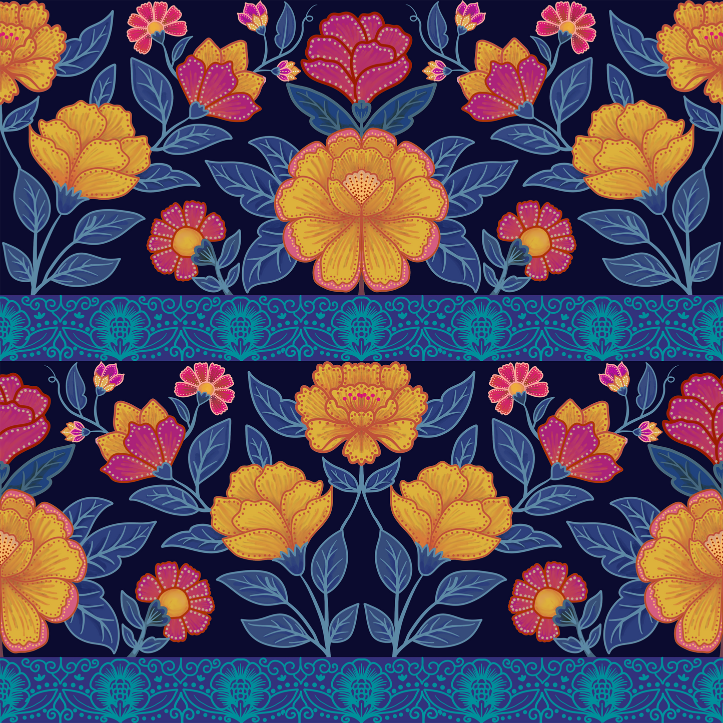Ethnic Flowery Wallpaper.