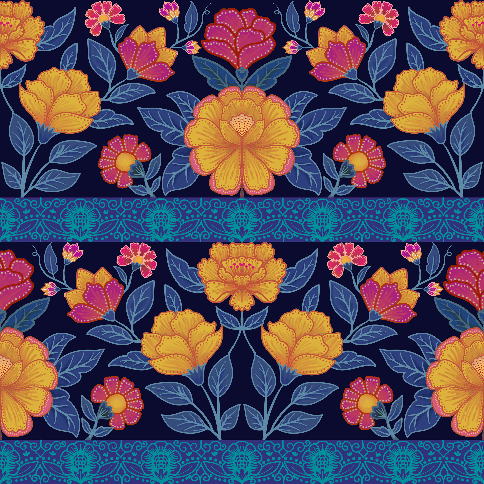 Ethnic Flowery Wallpaper.