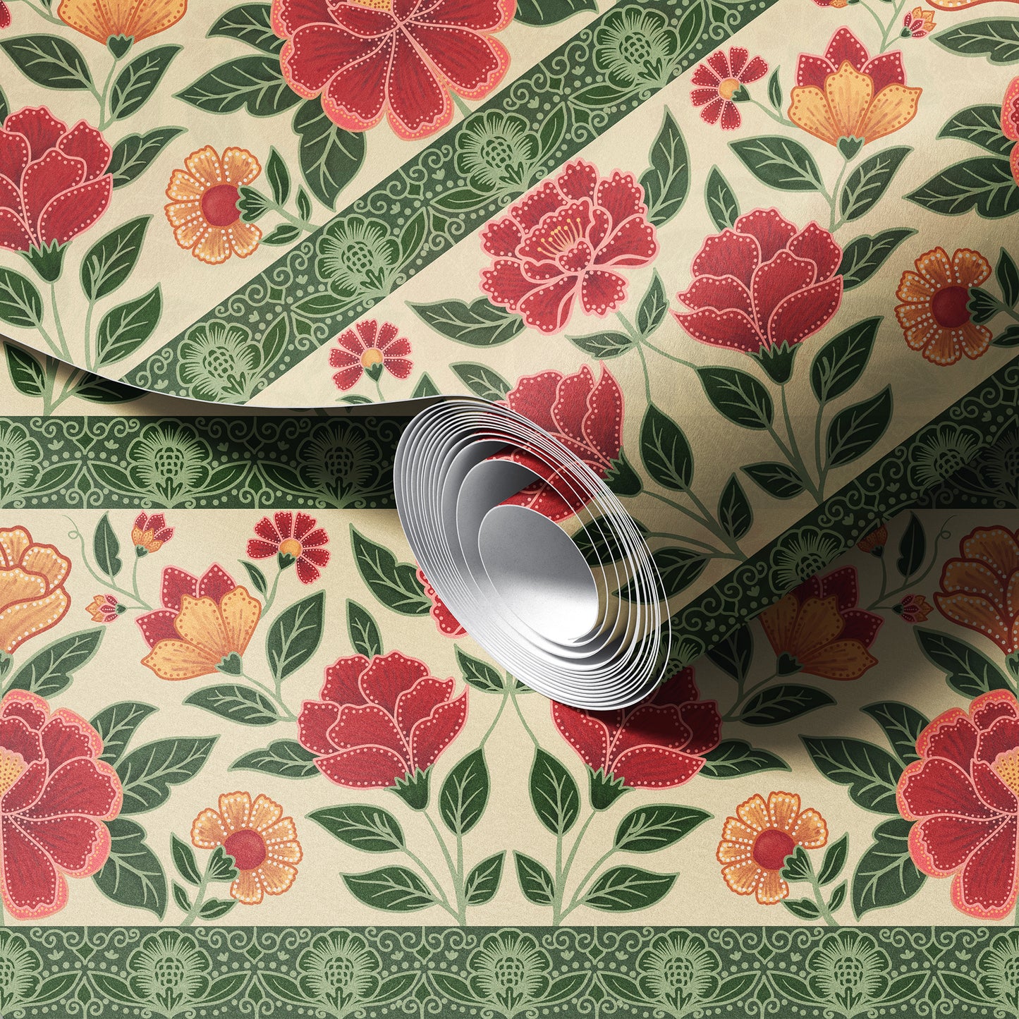 Ethnic Flowery Wallpaper.