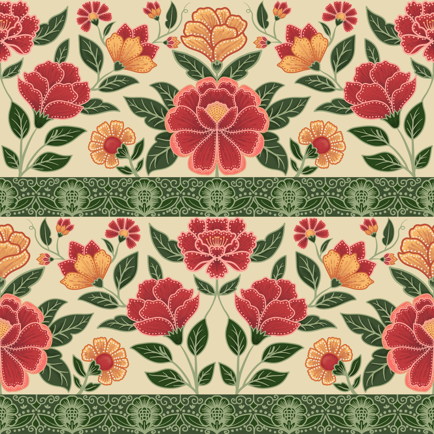 Ethnic Flowery Wallpaper.