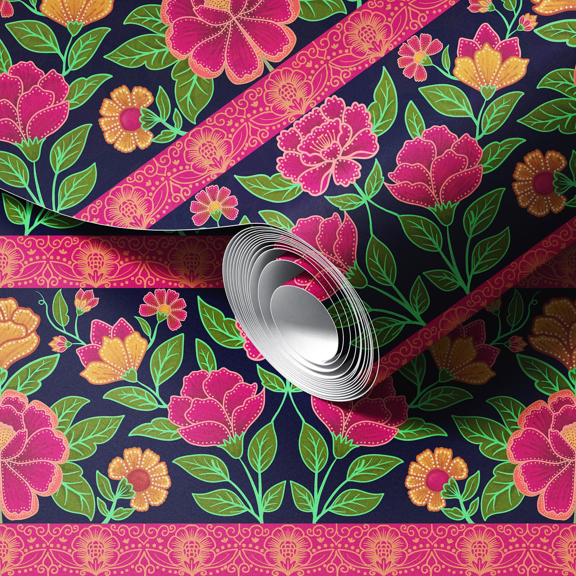 Ethnic Flowery Wallpaper.