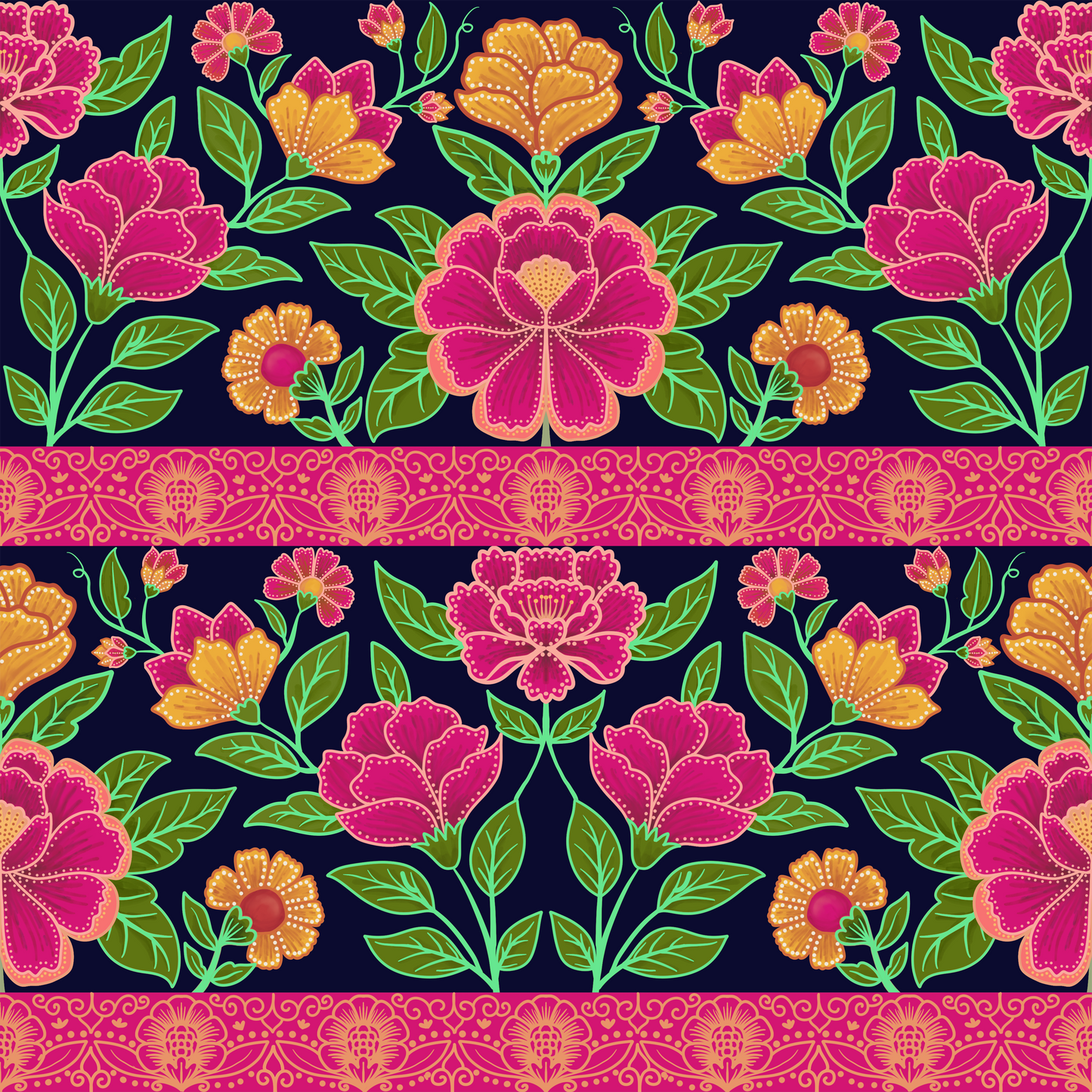 Ethnic Flowery Wallpaper.